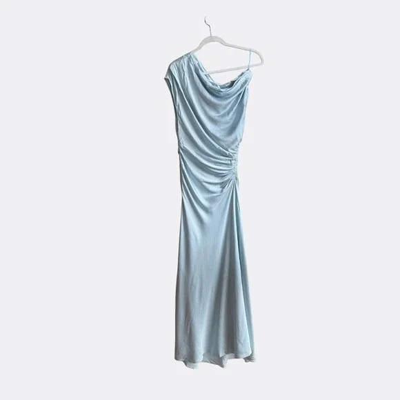 NWT A.L.C. Penny Satin Maxi Dress Cascade Blue sz 0 - Picture 2 of 9